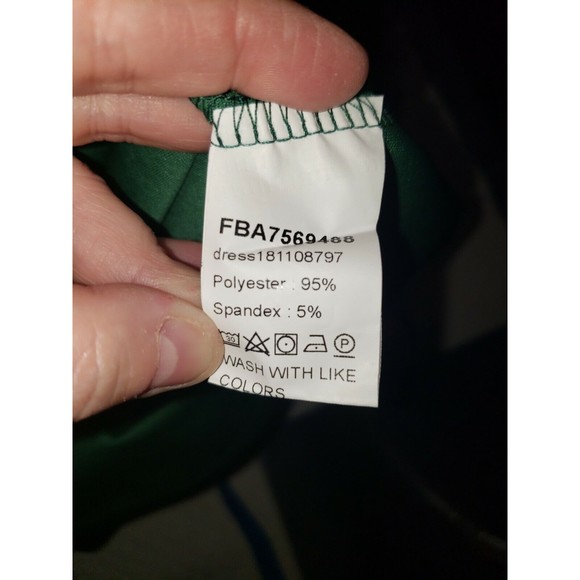 SHEIN Curve Size 2XL Polyester Green Midi Dress Sheer Puff Long sleeves w/petals - Picture 11 of 12